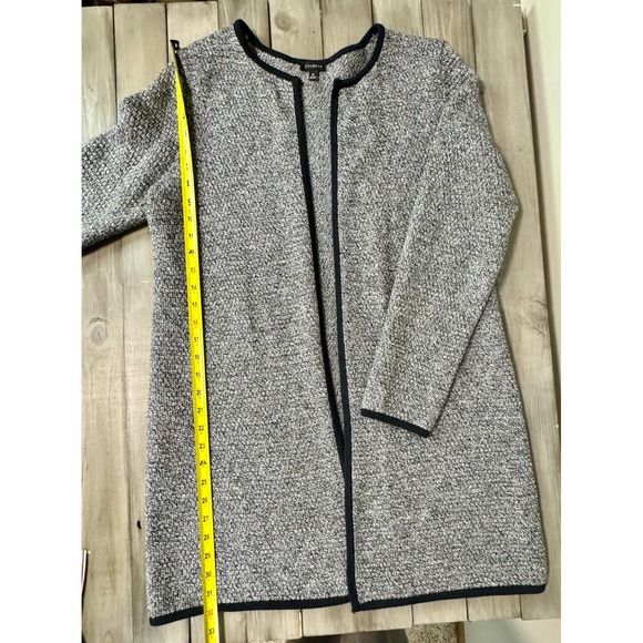 Talbots Womens Marled Gray Black Knit Cardigan Open Front Long Sleeve Jacket Med - Picture 6 of 8